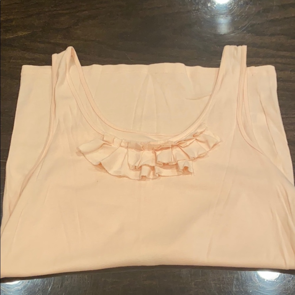 Light-peach tank w/ ruffle detail on neck